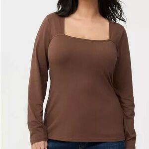 torrid Square Neck Long Sleeve Top - Brown
